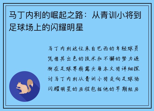 马丁内利的崛起之路：从青训小将到足球场上的闪耀明星